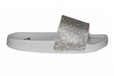 White Sole Rhinestone Slides