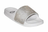 White Sole Rhinestone Slides