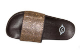 Gold Rhinestone Chocolate Sole Slides