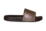 Gold Rhinestone Chocolate Sole Slides