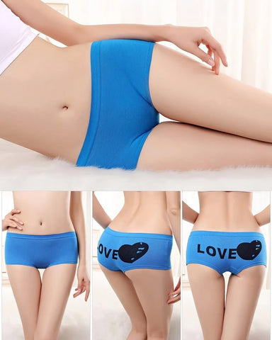 Love Heart Printed Boyshort Panties for Women 89216