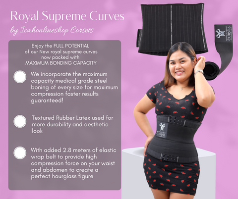 Royal Supreme Curves 29-37 STEEL BONED Textured Latex Corsets