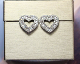 ICAHKYED0377 CZ Earrings Platinum Plated Heart Shape 3A Stud Earring