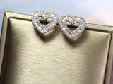 ICAHKYED0377 CZ Earrings Platinum Plated Heart Shape 3A Stud Earring