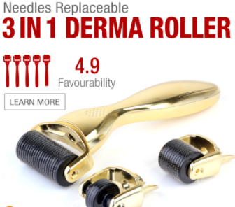 Titanium 3 in 1 derma roller Gold