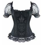 Short Sleeve Gothic SteampunkOverbust Corsets Tops