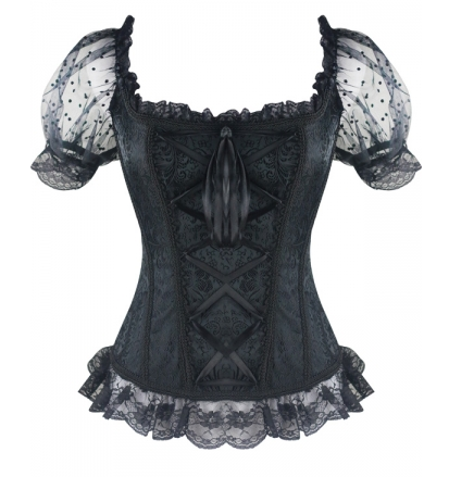 Short Sleeve Gothic SteampunkOverbust Corsets Tops