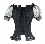 Short Sleeve Gothic SteampunkOverbust Corsets Tops