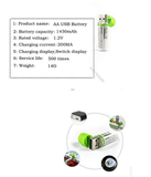 NH AA Battery & Integrated USB Charger Rechargeable 1450mAh 1.2V (2 Pack)