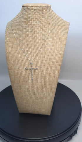 1 Carat Diamond 18k White Gold Cross Pendant with Chain Necklace