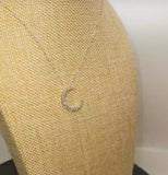 0.30 Carat Diamond 18k White Gold Moon Shape Pendant with Chain Necklace