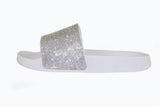 White Sole Rhinestone Slides