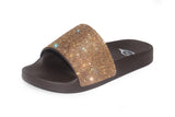 Gold Rhinestone Chocolate Sole Slides