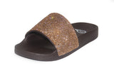 Gold Rhinestone Chocolate Sole Slides