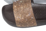 Gold Rhinestone Chocolate Sole Slides